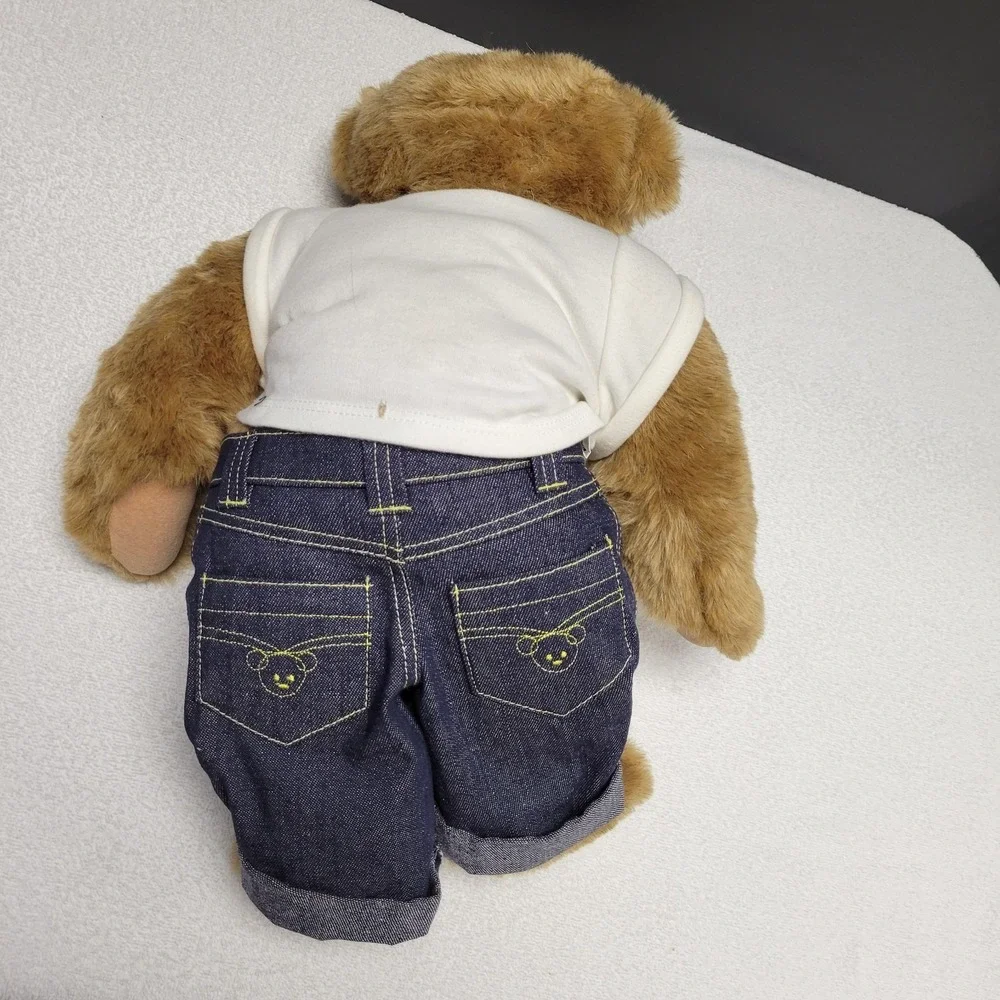 Authentic Handmade Vermont Teddy Bear w jeans T shirt & Heart tattoo
